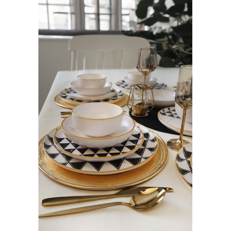 Service de table élégant en céramique 24 pièces, blanc mat, 100% grès cérame | Comprend 6 assiettes plates (7,1 po), 6 assiettes de service (11 po), 6 bols (4,7 po), 6 assiettes à gâteau (8,7 po) | Antibactérien, écologique, va au lave-vaisselle et au micro-ondes