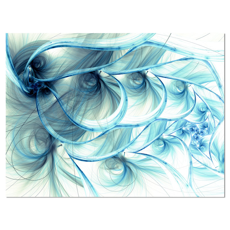 Light Blue Fractal Flower Abstract Canvas Art Print