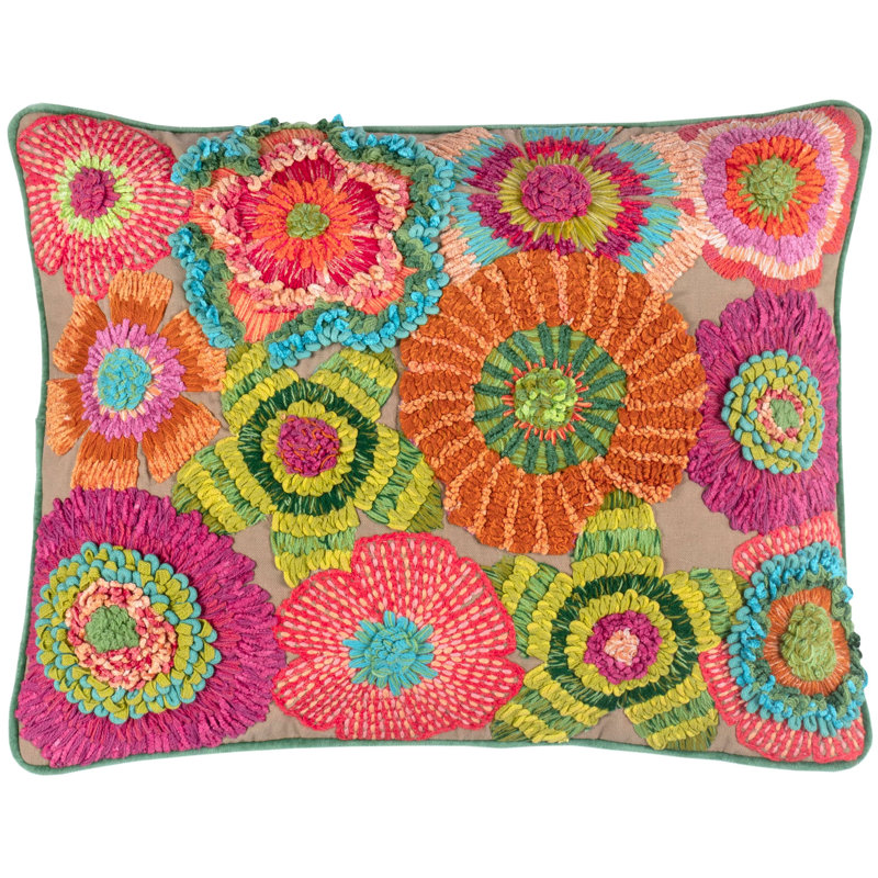Bramble Embroidered Decorative Pillow, Cerise, Pillow Cover Only - No Insert