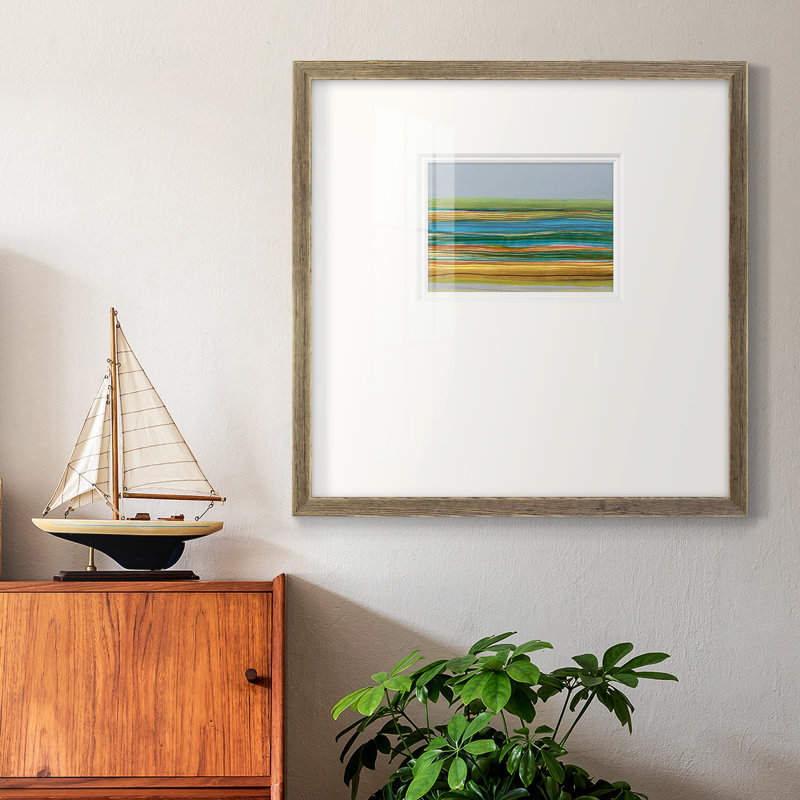 " Parallel Striae II ", 21" H x 21" W x 1.125" D, Brown Single Picture Framed Paper, Yes