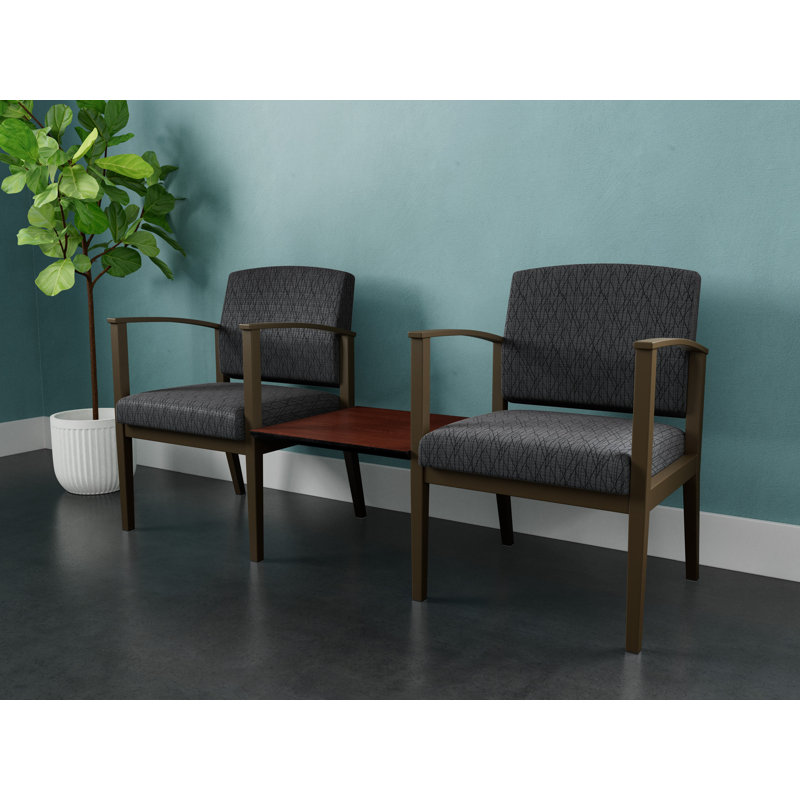 Structure tandem 2 places avec table centrale en acier Amherst, Cerise Canyon, Bronze, Portes ouvertes en tissu noir