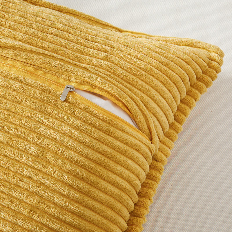 Corduroy Striped Square Throw Pillow Cover, 18" x 18", Yellow