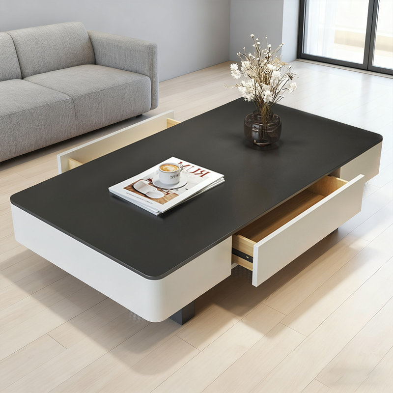 Table basse moderne et simple Rock Plate Living Room Home, Noir, H 13,39 po x L 46,85 po x l 23,23 po