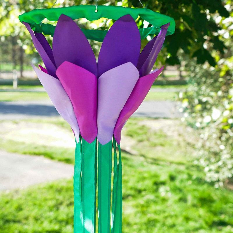 38-inch Purple Lotus Flower Outdoor Windsock