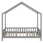 Lit à baldaquin avec structure en forme de maison et rails latéraux surélevés, lit en bois avec toit-766149878