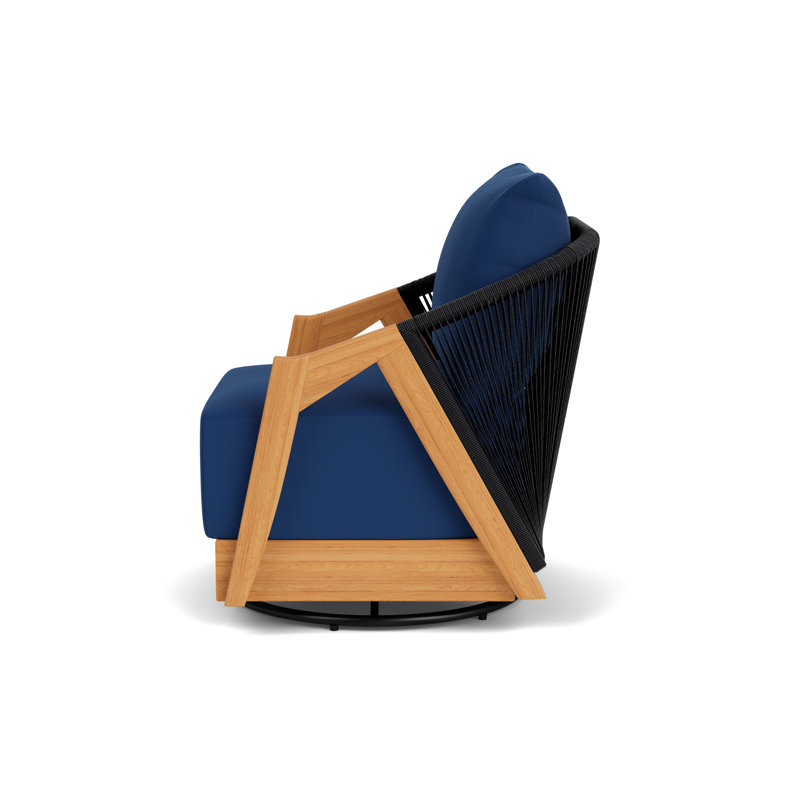Alpine Outdoor Teak Swivel Armchair, Flagship Lapis