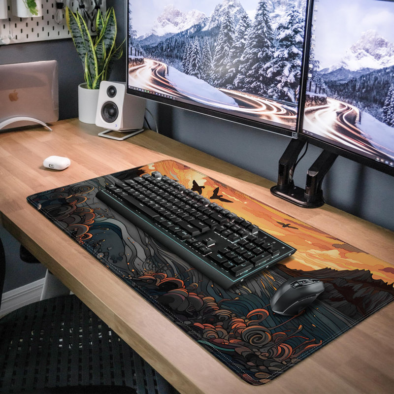 Sea Waves Large Gaming Mouse Pad,Anime Mouse Pad Gaming Mouse Mat Desk Pad,31.5 X 11.8In Desk Mat Mouse Pads For Desk,Extended Keyboard Pad XL Mousepad With Non-Slip Base And Stitched Edge