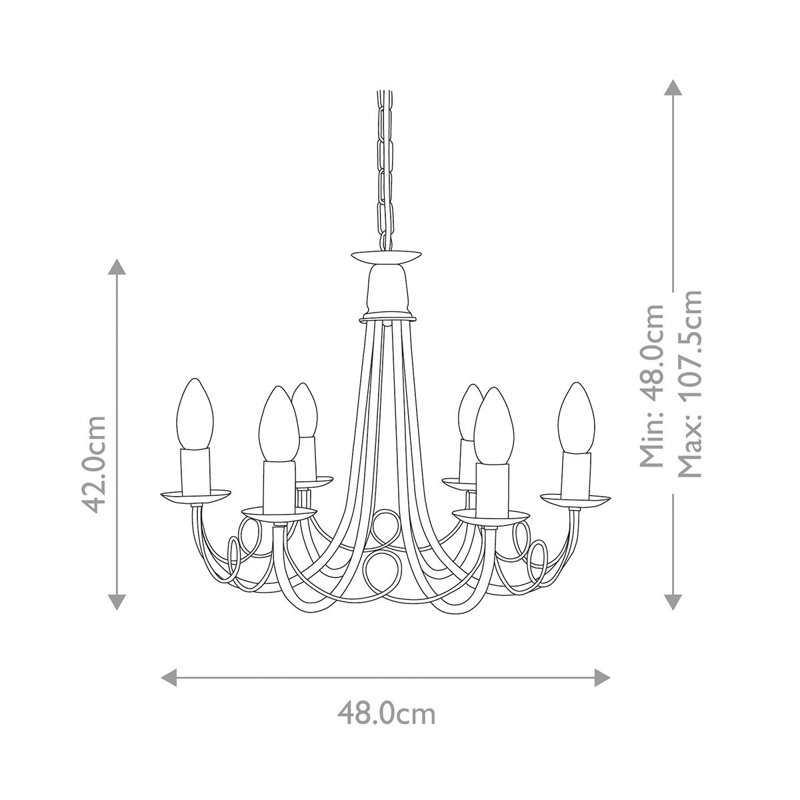 Cline 6 - Light Candle Style Chandelier, Ivory/Gold