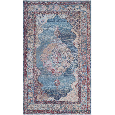 Tapis bleu touffeté à la main Evanoff