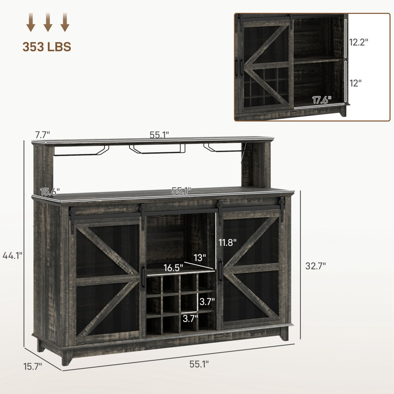 Armoire à vin Farmhouse, armoire à café
