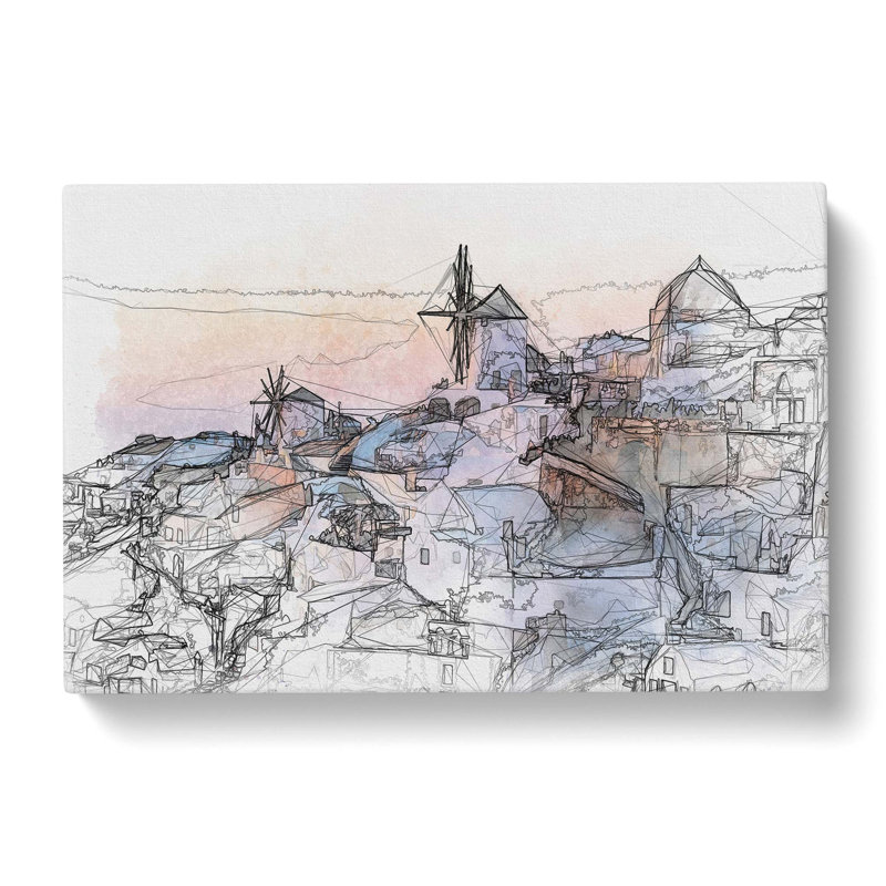 Oia Santorini Skyline In Greece In Abstract - Wrapped Canvas Print, 35cm H x 50cm W x 3cm D