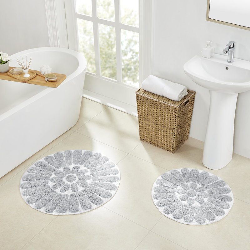 Tapis pour salle de bain Cressona, Blanc / gris clair
