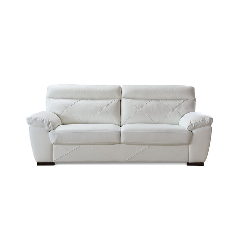 Canapé en cuir à accoudoirs coussinés de 83,5 po Otto, Cuir blanc assorti