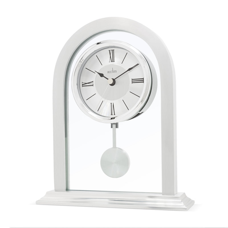 Roman Numeral Metal Quartz movement / Crystal Tabletop Clock in Silver