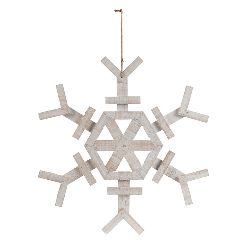 Wood Snowflake Ornament - White, 24" H x 24" W x 0.8" D