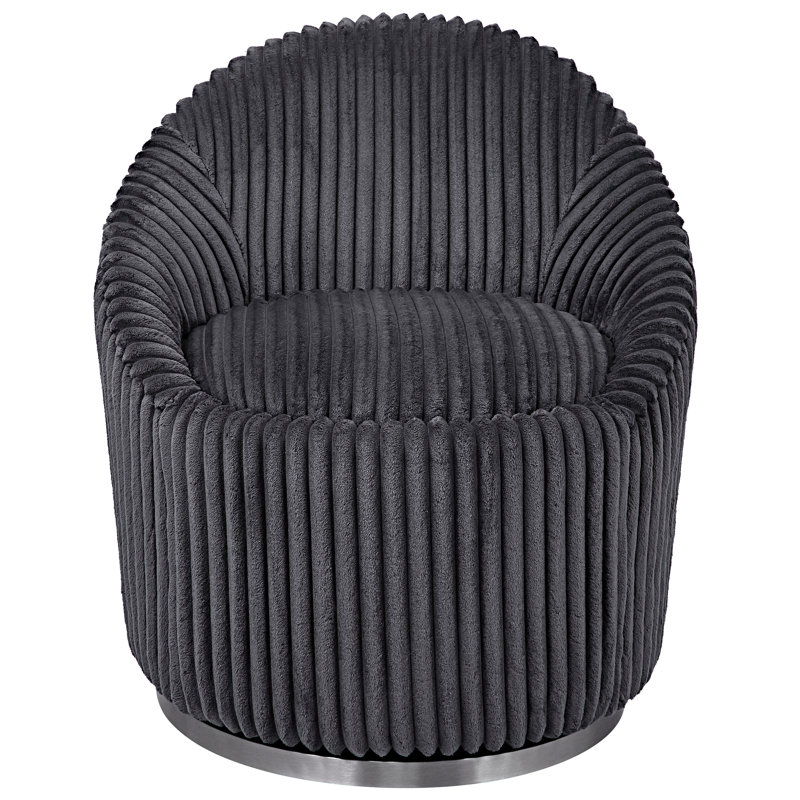 Modern Style Swivel Accent Chair & Barrel Chair, Gray Corduroy