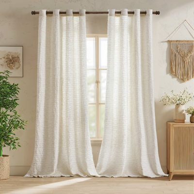 Linen blend crushed textured semi sheer curtains Neutral Modern Farmhouse for Living room Bedroom Darpes