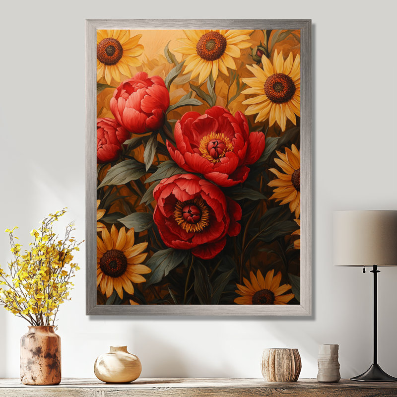 Bollitree - Art mural floral, Argent argent, H 44 po x l 34 po, Reproduction encadrée d'une seule photo
