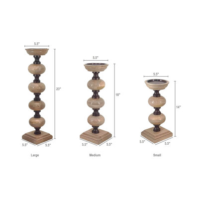Porte-piliers en bois Nahla - ensemble de 3 - brun