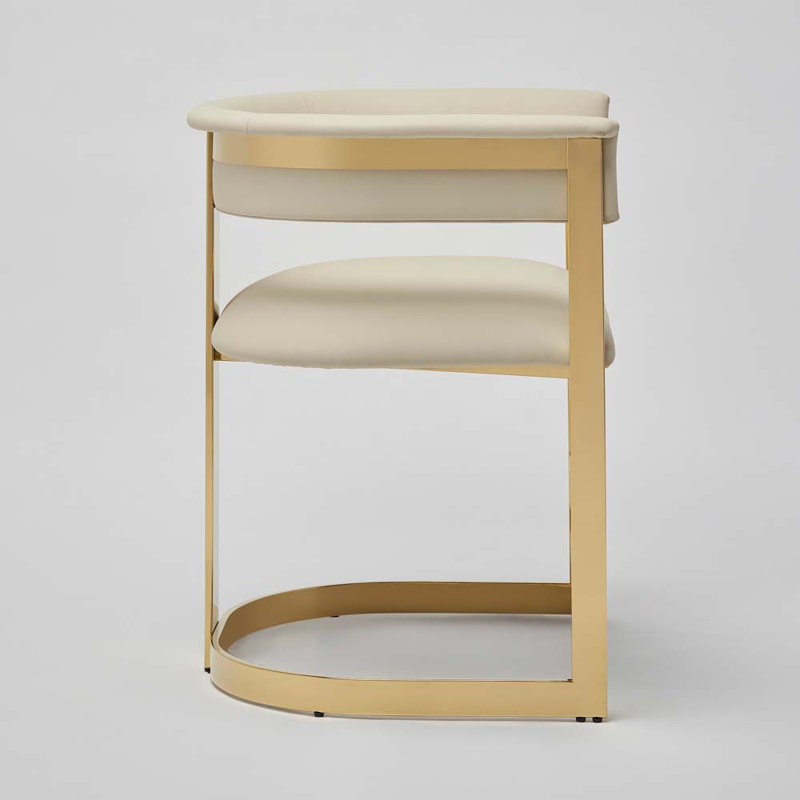 Darcy Leather Arm Chair, Buff Cream, Polished Brass