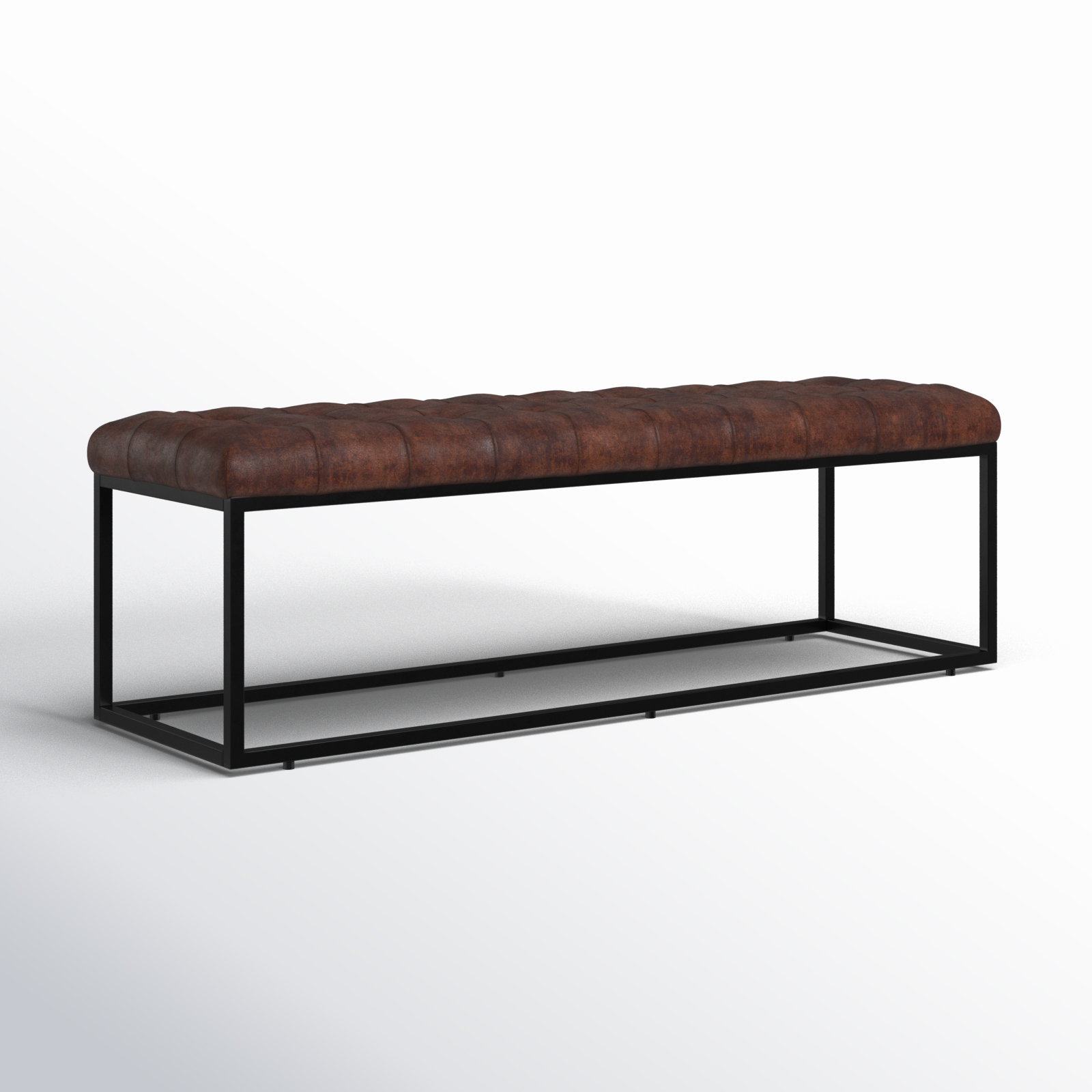 Pearson 50"-55" Genuine Leather Bench, Dark Sienna Top Grain Leather, 17.5" H x 55" W x 17" D