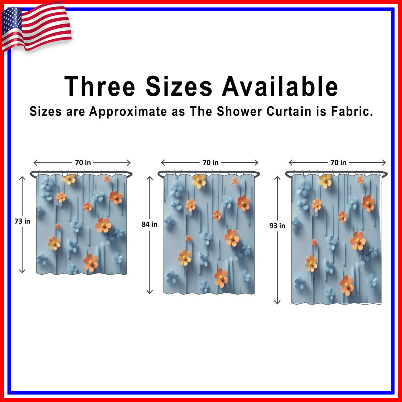 Rideaux de douche fleurs bleues extra long, L 70 po x H 93 po