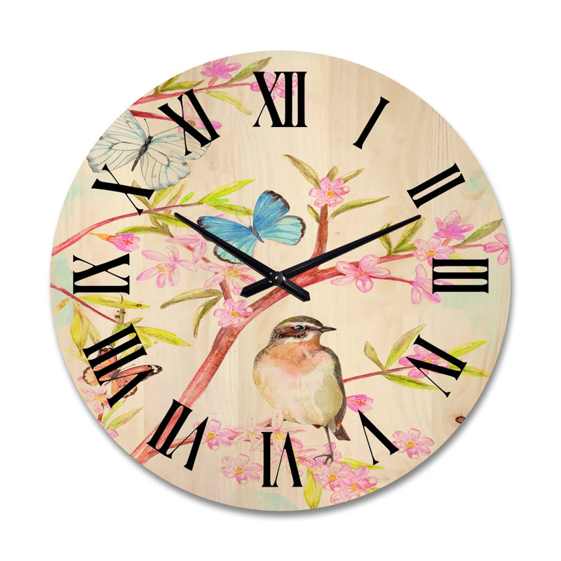 Horloge murale en bois Clever Bird, Grand
