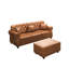Canapé Chesterfield rembourré en similicuir avec garniture cloutée et accoudoirs roulés, canapé Mid-Century moderne capitonné avec boutons, brun-125536826