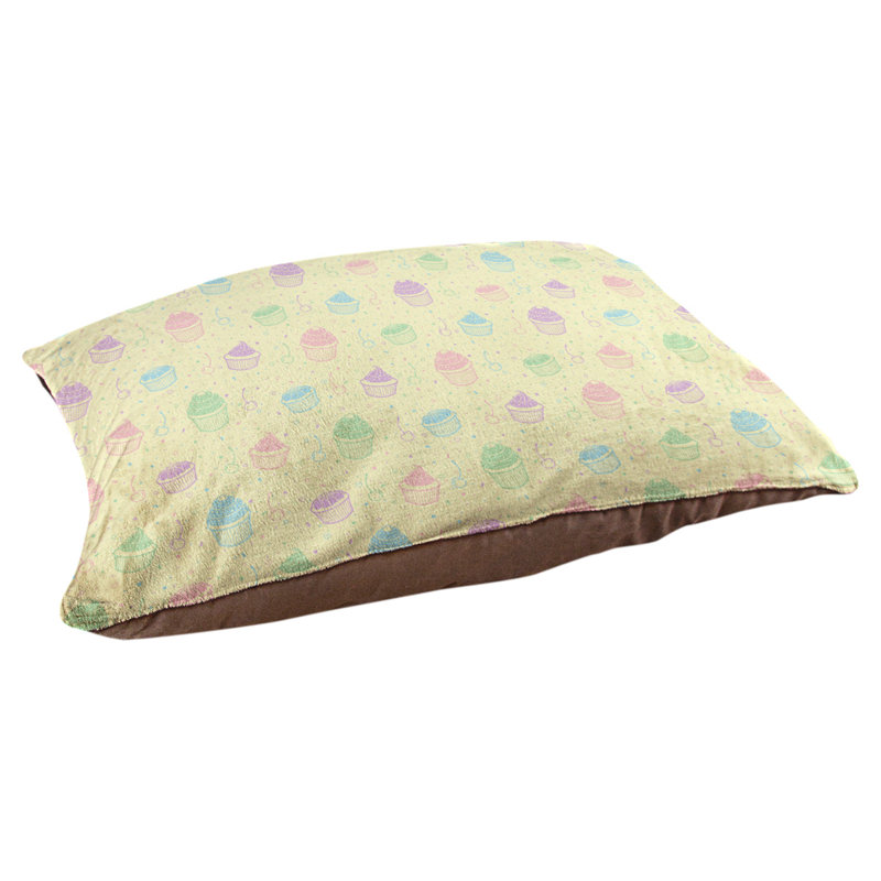 Coussin stylisé pour chat pastel petits gâteaux Byrge, L 14 po x l 42,50 po, Jaune