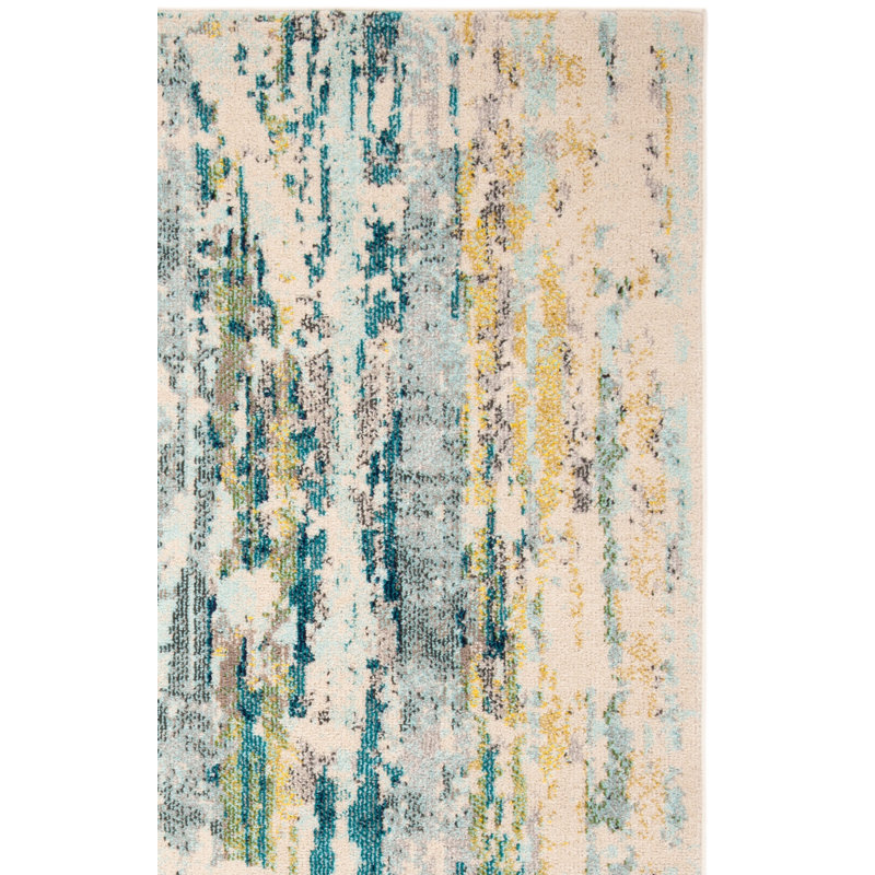 Riccio Abstract Beige Area Rug, Square 6'7"