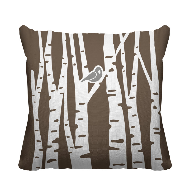Coussin intérieur / extérieur Birch Tree Autumn / Fall, 19 po x 19 po, Beige, Carré