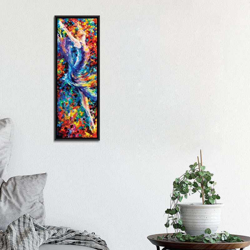 « jump », art mural sur toile tendue, H 36 po x l 12 po x P 1,5 po, Toile avec cadre noir