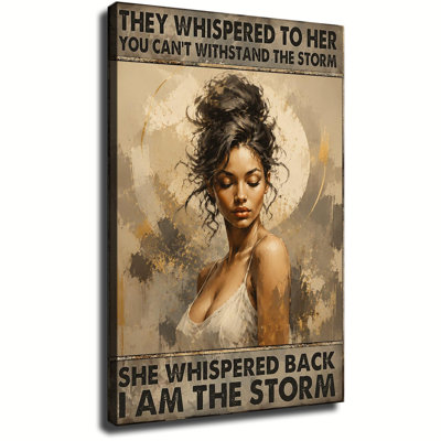 Vintage Inspirational Woman Portrait Quote Metal Style Canvas Art, Wrapped Canvas, Ready to Hang