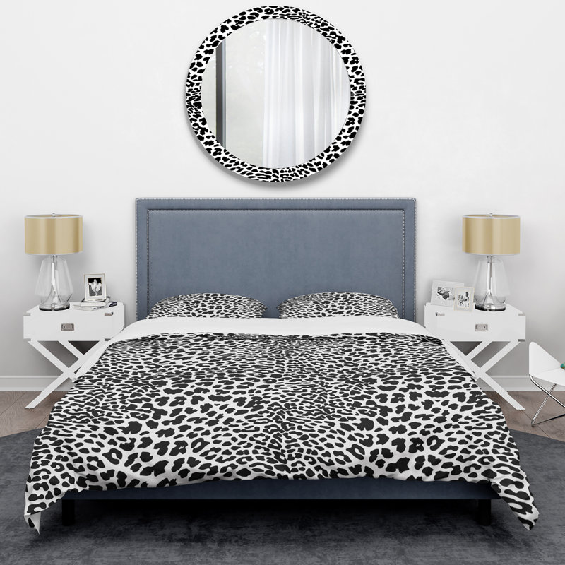 Ensemble de housse de couette en microfibre noir / blanc 3 pièces