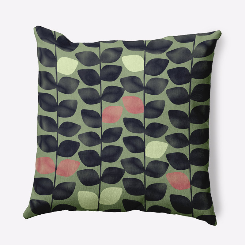 Coussin intérieur / extérieur Leaves and Branches, Thé vert, H 16 po x l 16 po, Carré