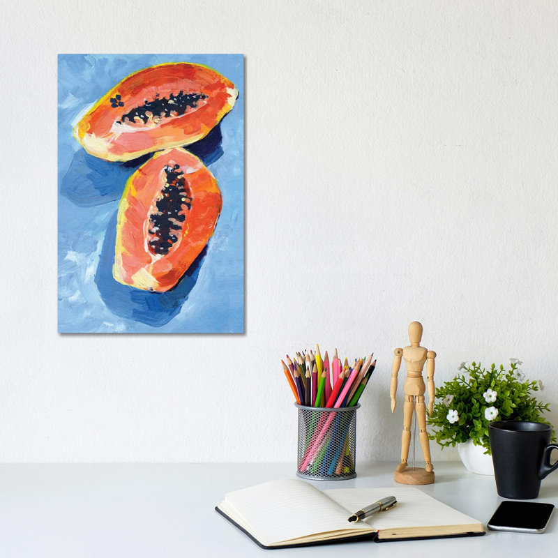 Bold Papaya II by Jennifer Paxton Parker - Wrapped Canvas Print, 20.32 cm H x 30.48 cm W