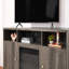 Console de 70 po avec foyer, lumière DEL, armoires et tablettes-45955123