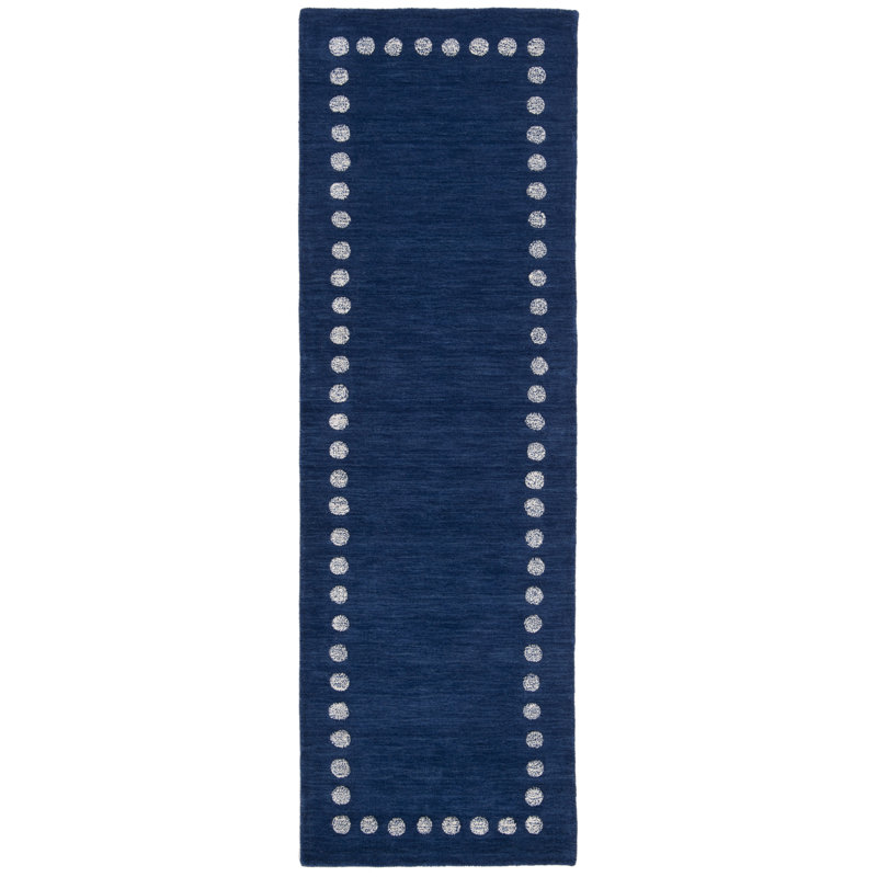 Antaeus Kids Hand Loomed Wool Rug, Runner 2'6" x 6', Navy