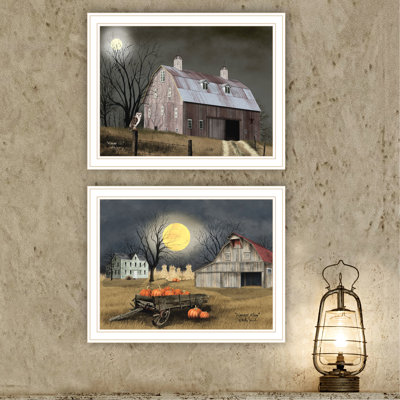 Décoration murale 2 nuits au clair de lune d'automne - Créez un espace captivant dans votre maison, art encadré en bois et en papier multicolore