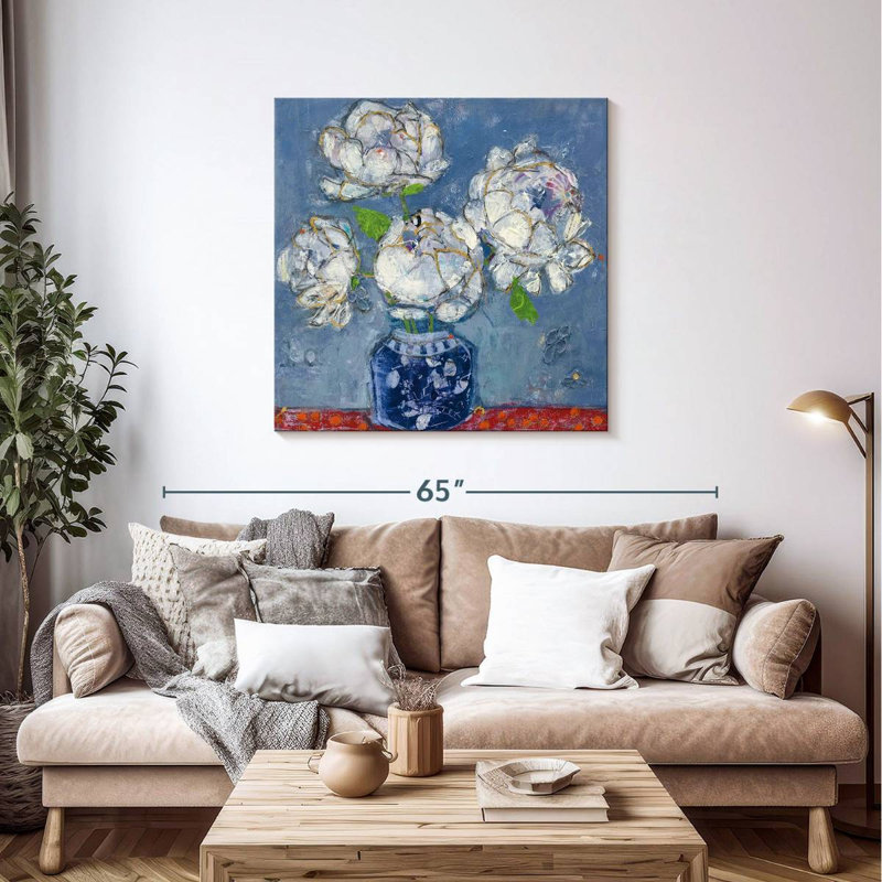 Vase de pivoines bleu Harnek, H 39 po x l 39 po