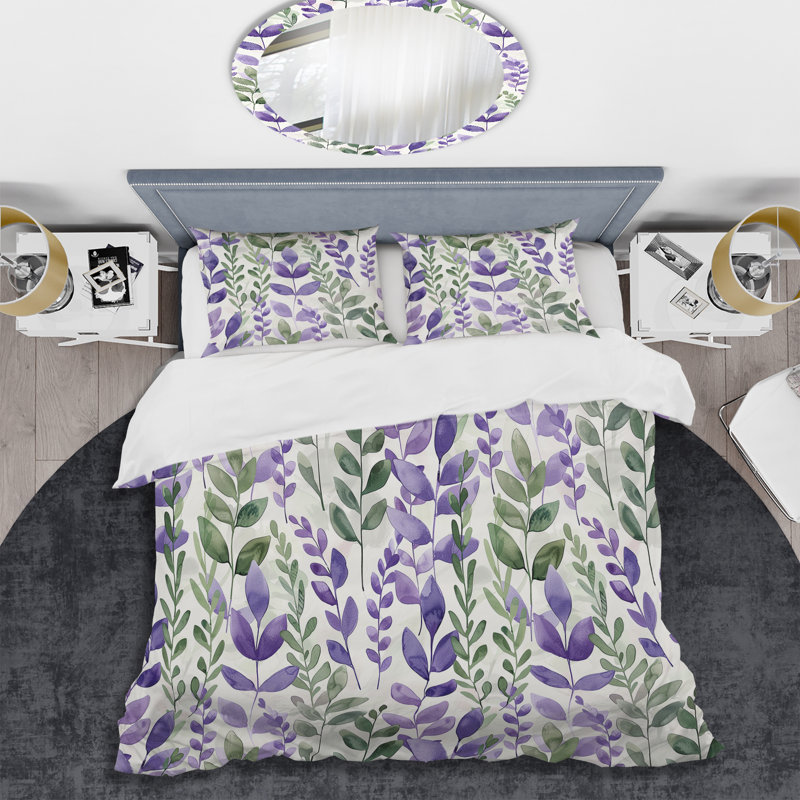 Ensemble de housse de couette Lavender Fields IV - Modern, Housse de couette simple et deux taies décorative