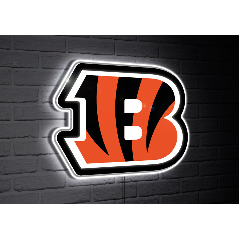 NFL Team Logo Shaped LED Lighted Wall Sign, Cincinnati Bengals Team