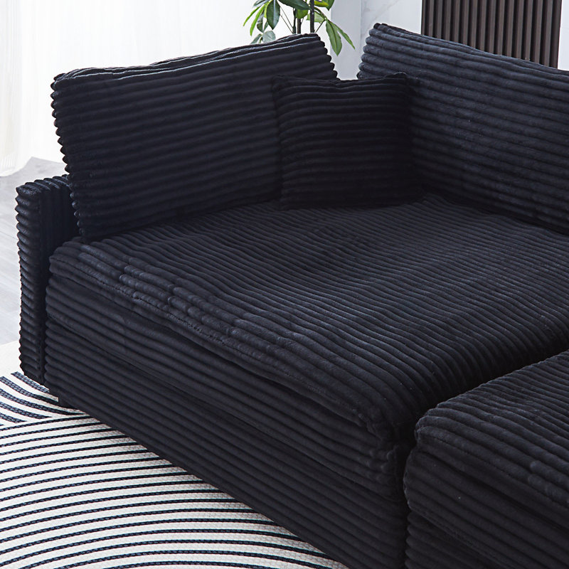 Canapé moderne avec deux coussins décoratifs, Noir