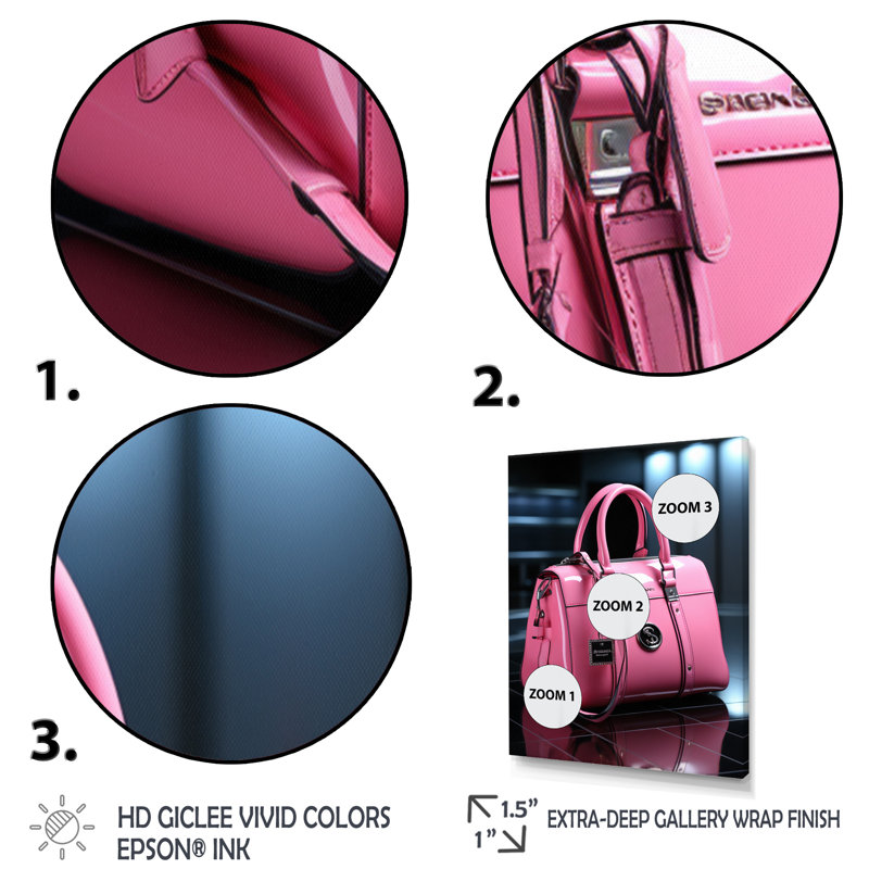 Leelen Fashion Bag Glamour II rose, Encadrement doré, H 44 po x l 34 po x P 1,5 po