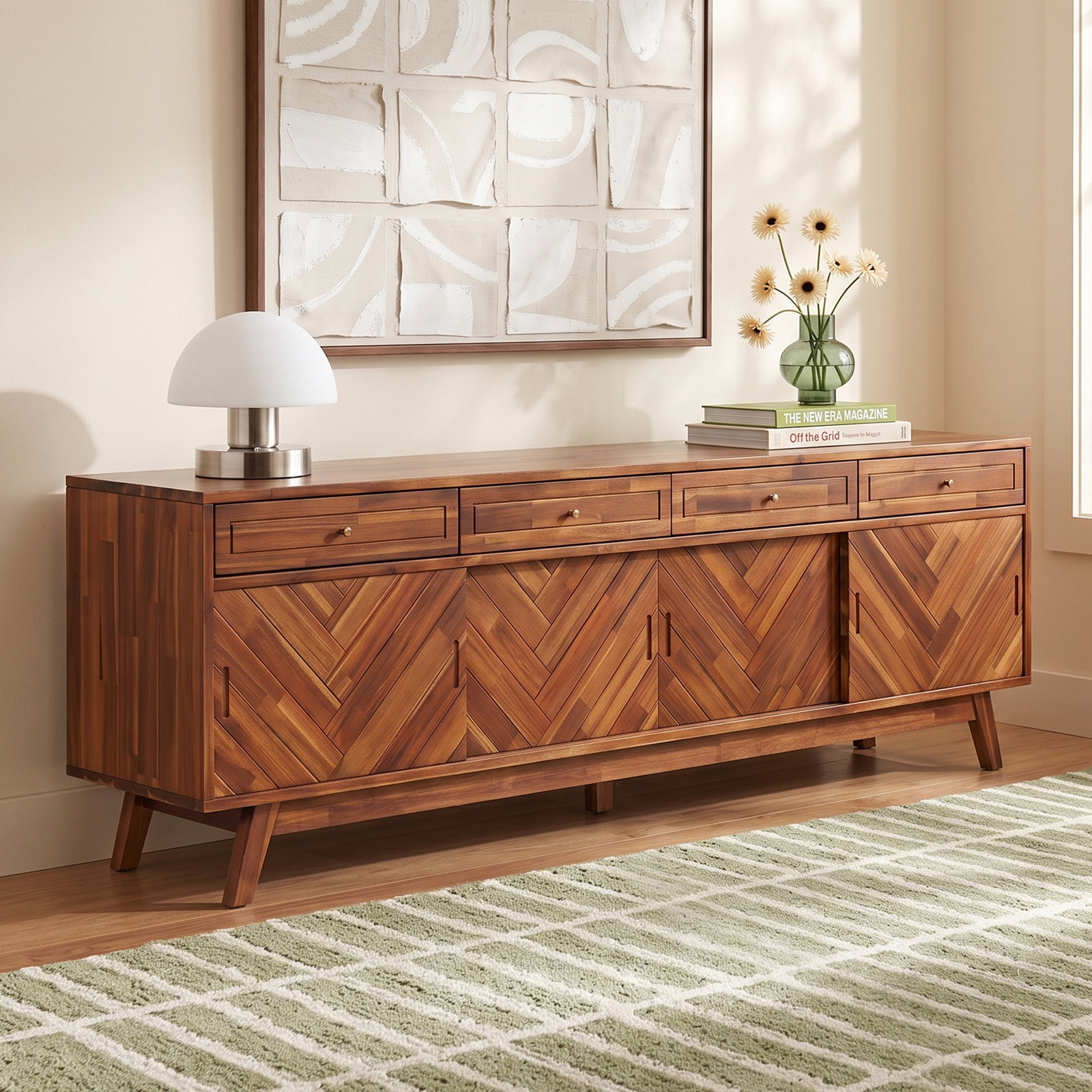 Anja 79 " Acacia TV Stand, Brown