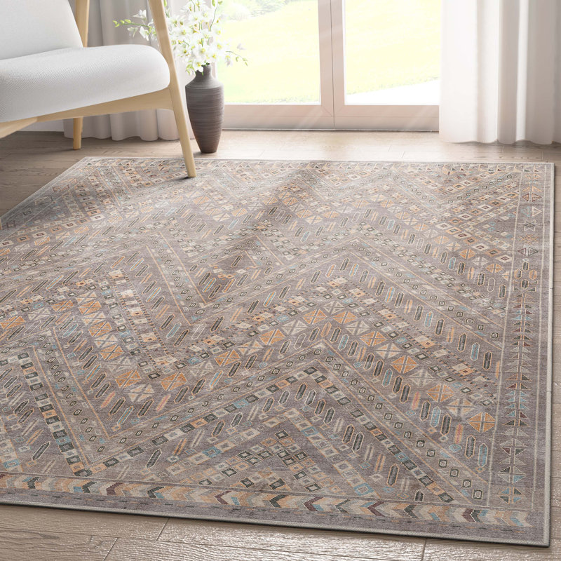 Tapis à chevrons gris Ervin Anya, Rectangle 6 pi x 9 pi