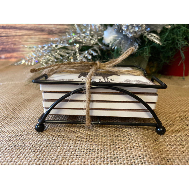 Coaster Set - Farm House - Christmas