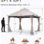 Pavillon de jardin en métal 10 pi x 12 pi avec moustiquaire et rideaux, auvent double