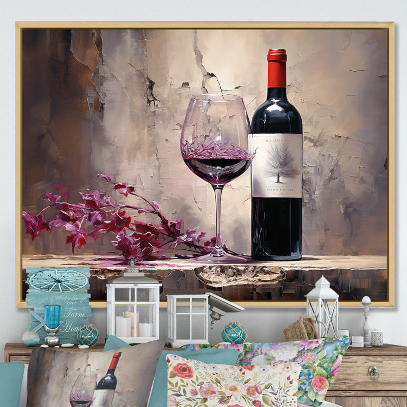 Claret Clarity I sur toile, Cadre naturel flottant, H 34 po x l 44 po x P 1,5 po