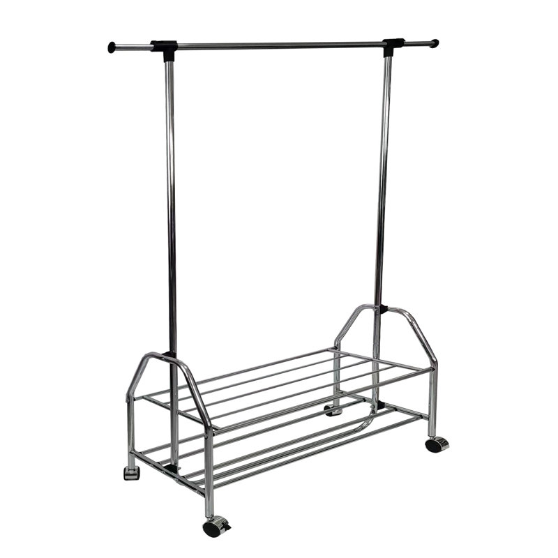 Chrome Metal Clothes Rack Extendable Bar